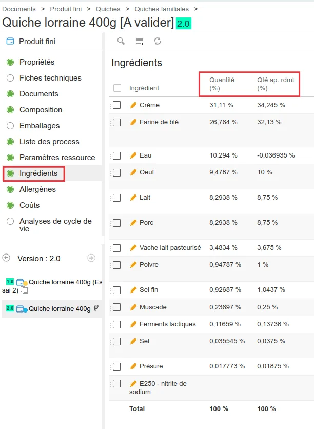 Gestion avancée des ingrédients avec beCPG