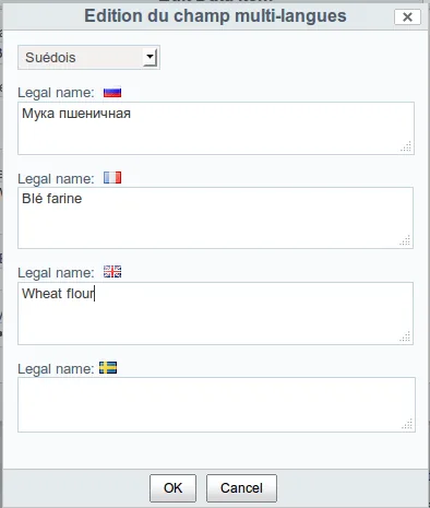 Ingredient labeling for food products