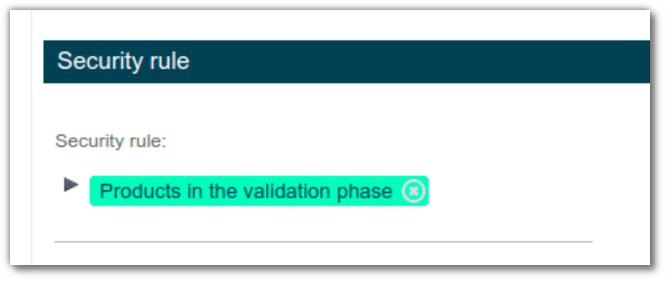 Linking a security rule to a product