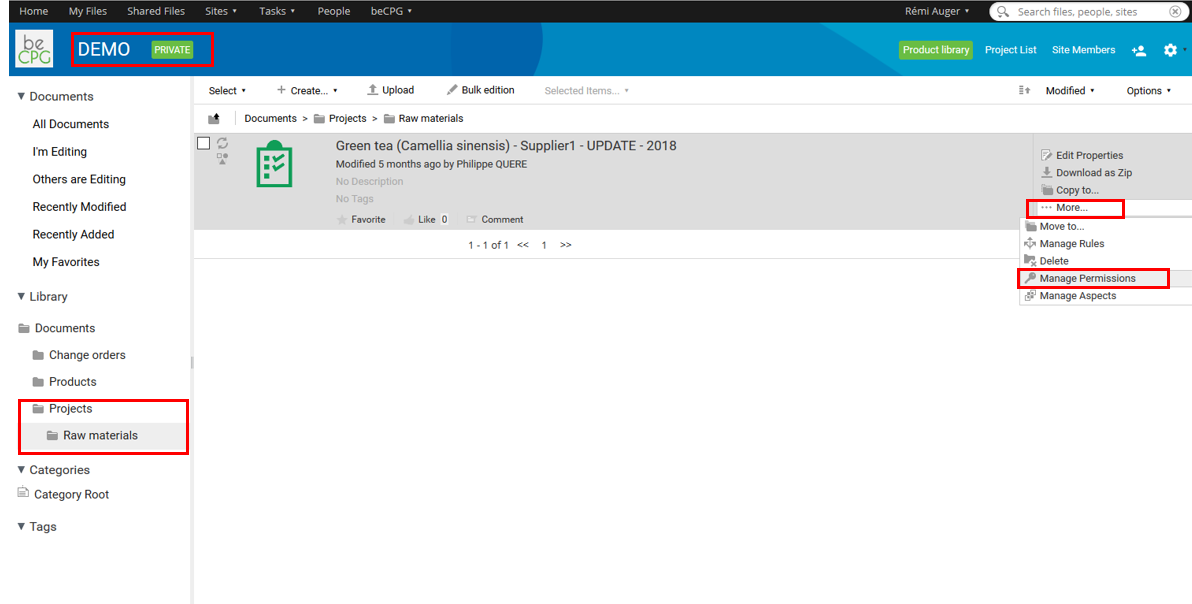 Manage project access rights