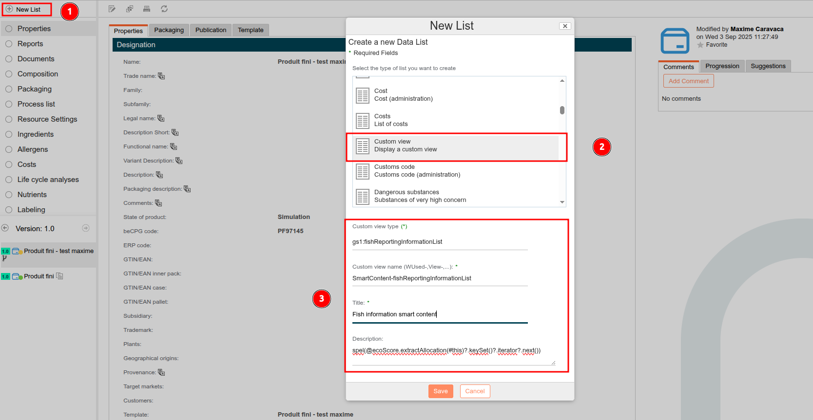 création of Smart content GS1 fish information