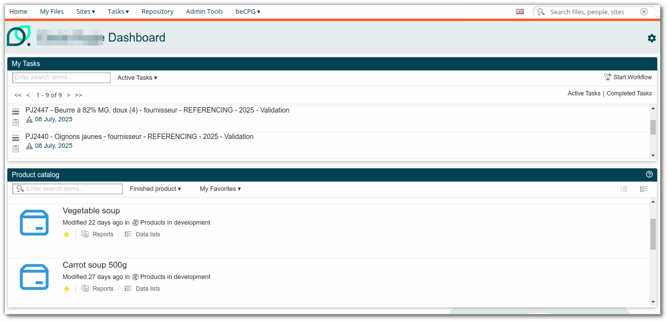 User dashboard