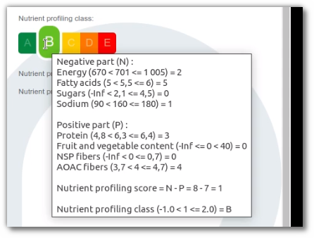 Nutri-Score in the nutrient list