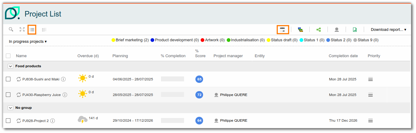Detailed project Simple view
