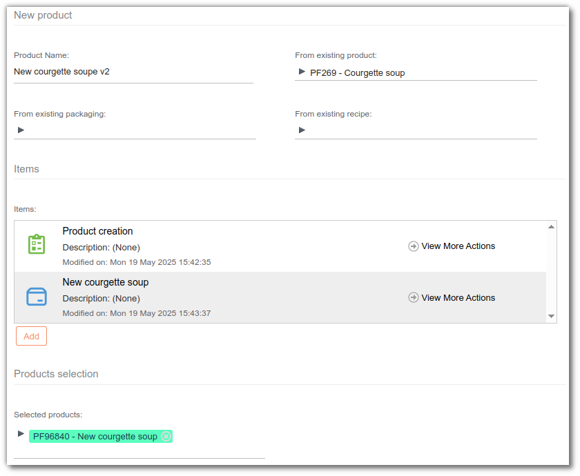 New product creation task