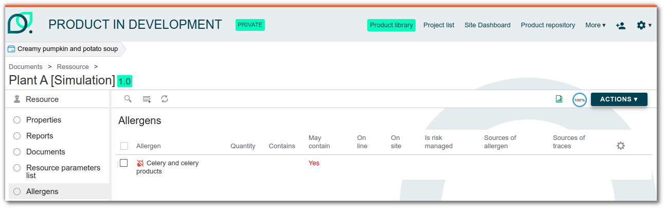Add an allergen to a resource