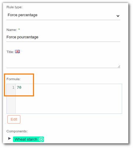 Force the percentage of a component