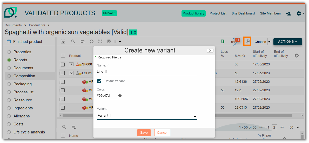 Create product variant