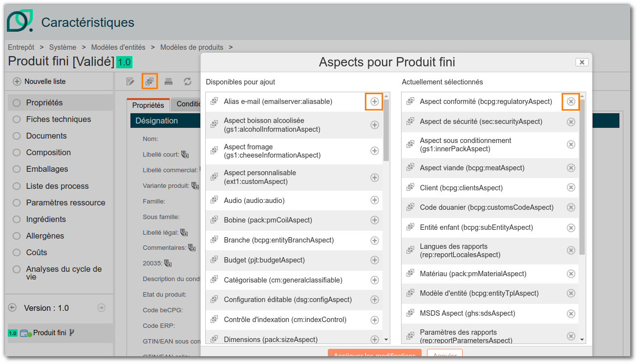 Ajouter un aspect sur une entité