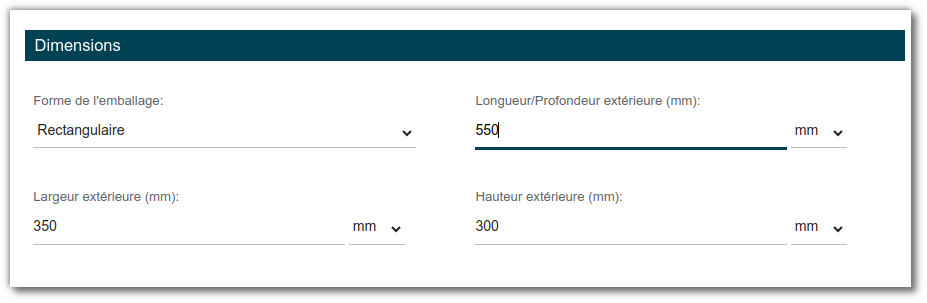 Aspect dimensions