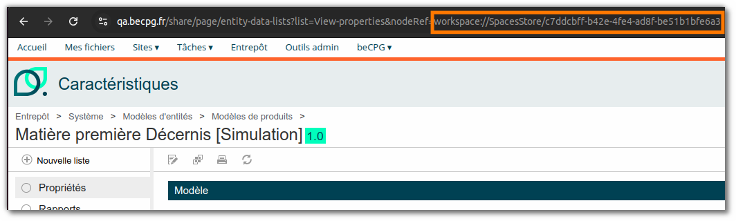 obtenir le nœud du modèle dans l'URL