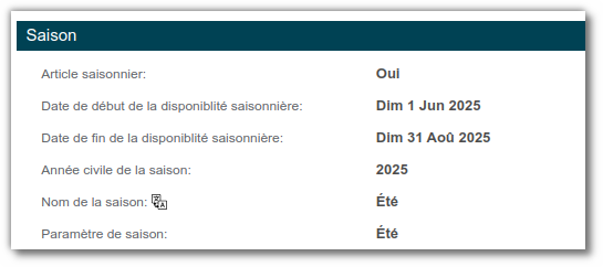 Aspect saisons