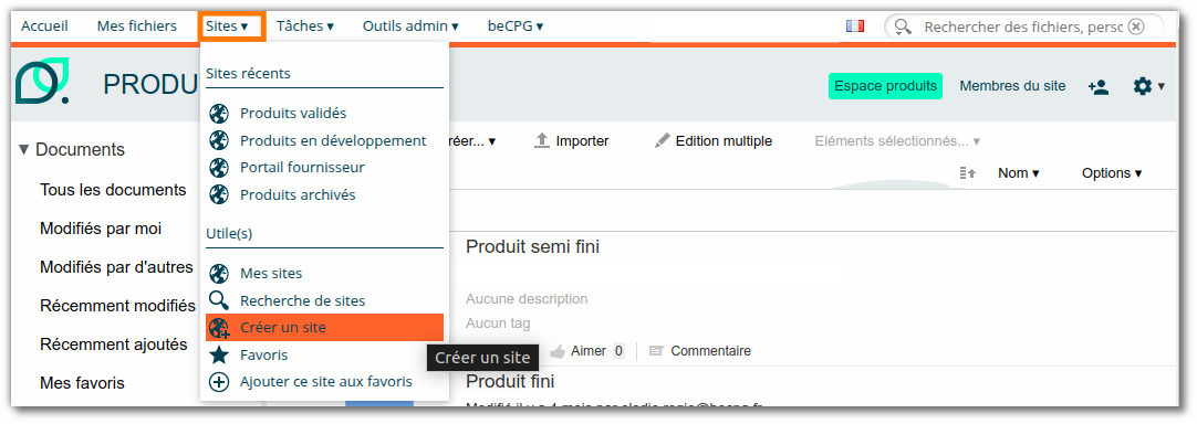 Création d'un site