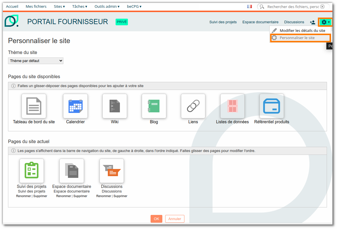 Personnaliser un site
