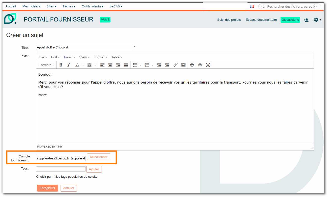 Discussion avec un fournissseur