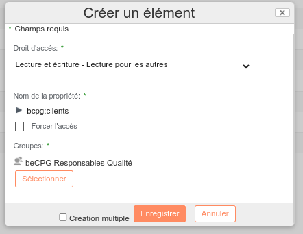 Créer une permission pour un champ