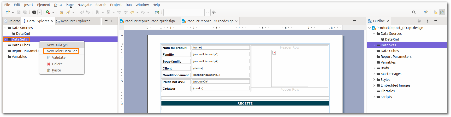 Création d'un data set joint