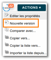 Création d'une nouvelle version