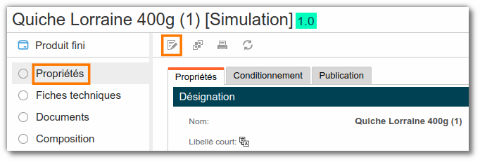 Renommer une version d'un produit fini