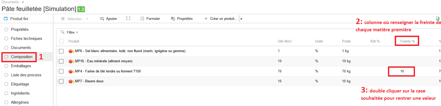 Modification de la freinte