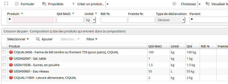 Naviguer dans la composition du semi-fini