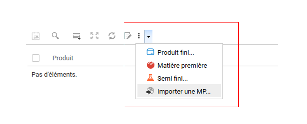 Import d'une matière première