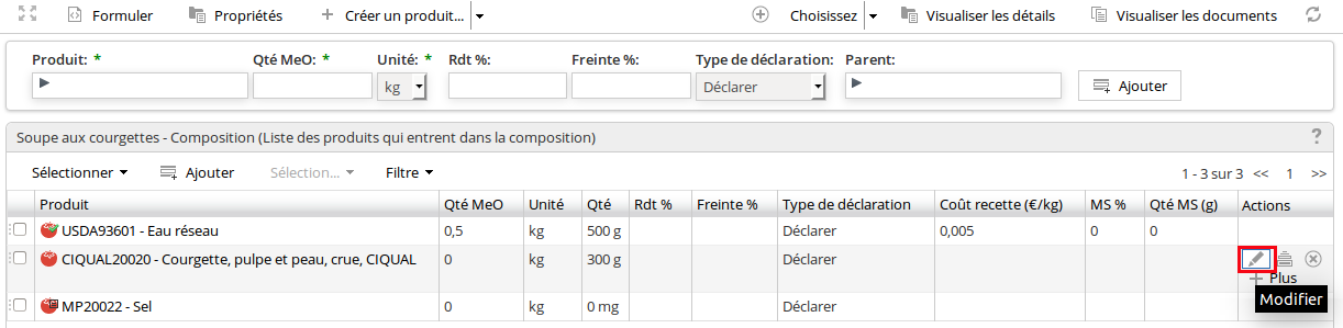 Modifier la compositon