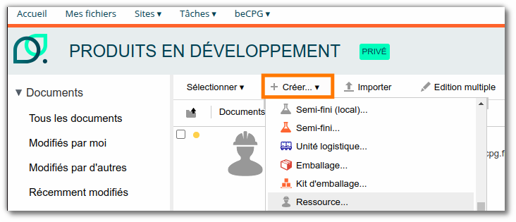 Créer une ressource