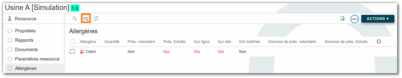 Présence d'un allergène sur la ligne ou le site de production