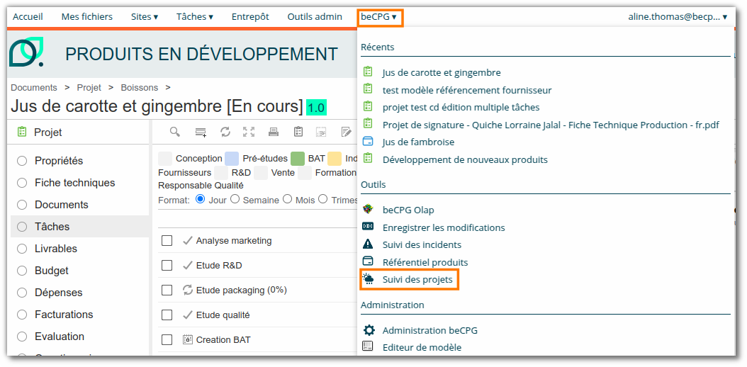 Suivi des projets