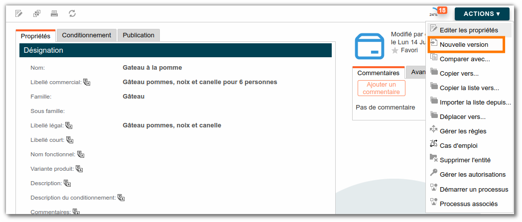 Création d'une version