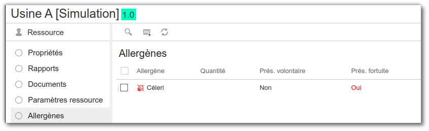 Ajouter un allergène sur une ressource