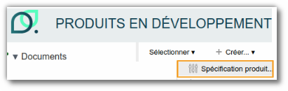 Créer une spécification produit