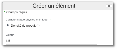 Créer une spécification sur les physico