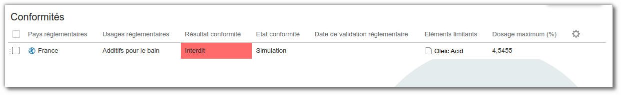 exemple de conformité sur les entités
