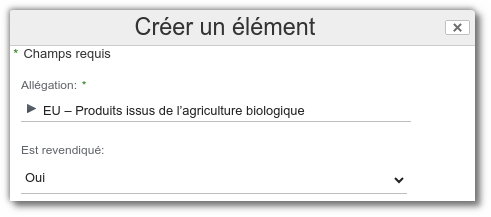 Créer une spécification sur les allégations